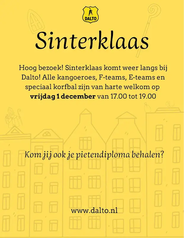 Sinterklaas bij Dalto - Dalto/Klaverblad Verzekeringen - Korfbal - Driebergen