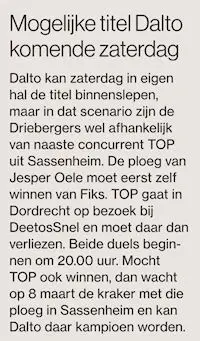 20250224 AD MidFryslan Dalto info - Dalto/Klaverblad Verzekeringen - Korfbal - Driebergen